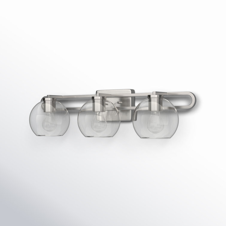 Eveline 3-Light Brushed Nickel Vanity Light with Clear Glass Shades