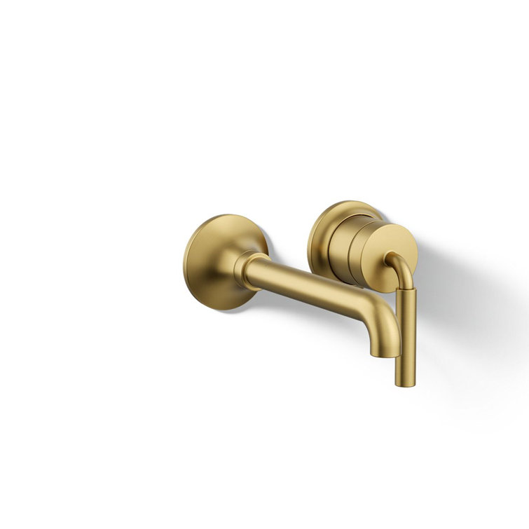 Vibrant Brushed Moderne Brass Wall-Mount Bathroom Sink Faucet