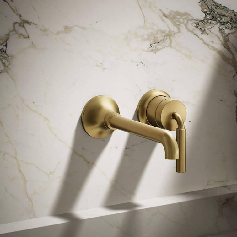 Vibrant Brushed Moderne Brass Wall-Mount Bathroom Sink Faucet