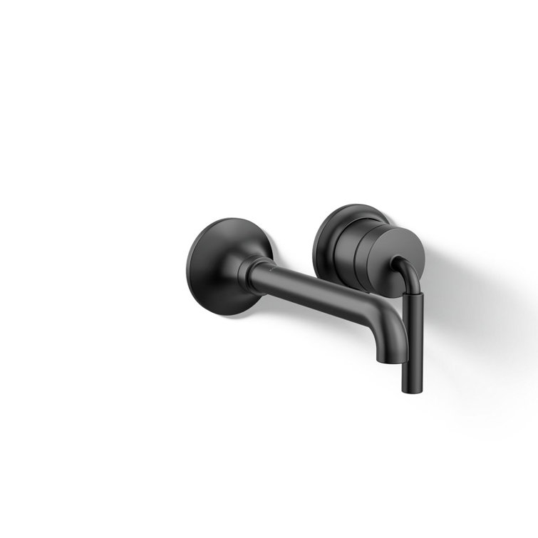 Tone Matte Black Midcentury Modern Wall-Mount Bathroom Faucet