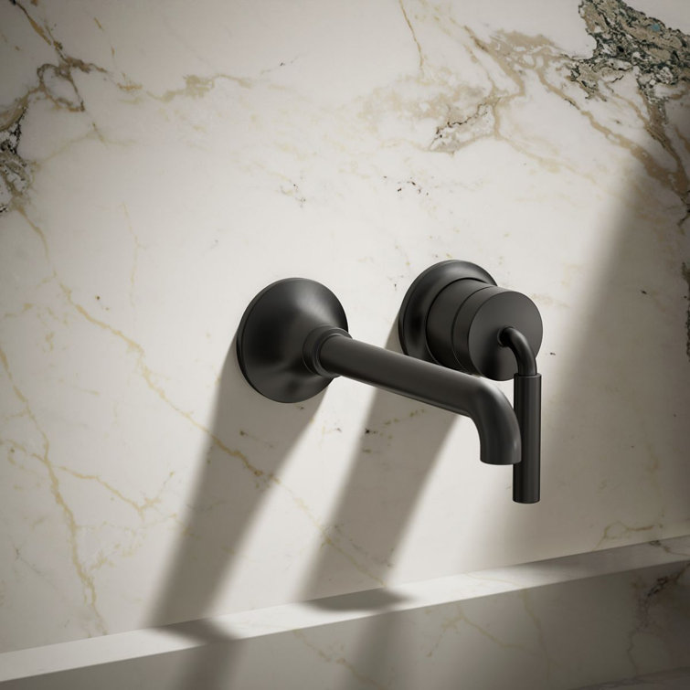 Tone Matte Black Midcentury Modern Wall-Mount Bathroom Faucet