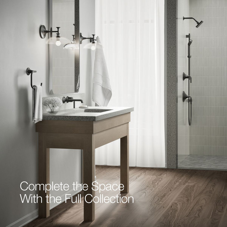 Tone Matte Black Midcentury Modern Wall-Mount Bathroom Faucet