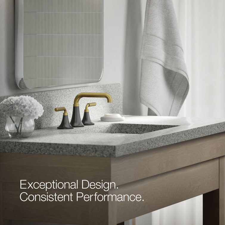 Matte Black and Moderne Brass Widespread Bathroom Faucet