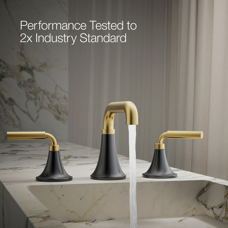 Matte Black and Moderne Brass Widespread Bathroom Faucet