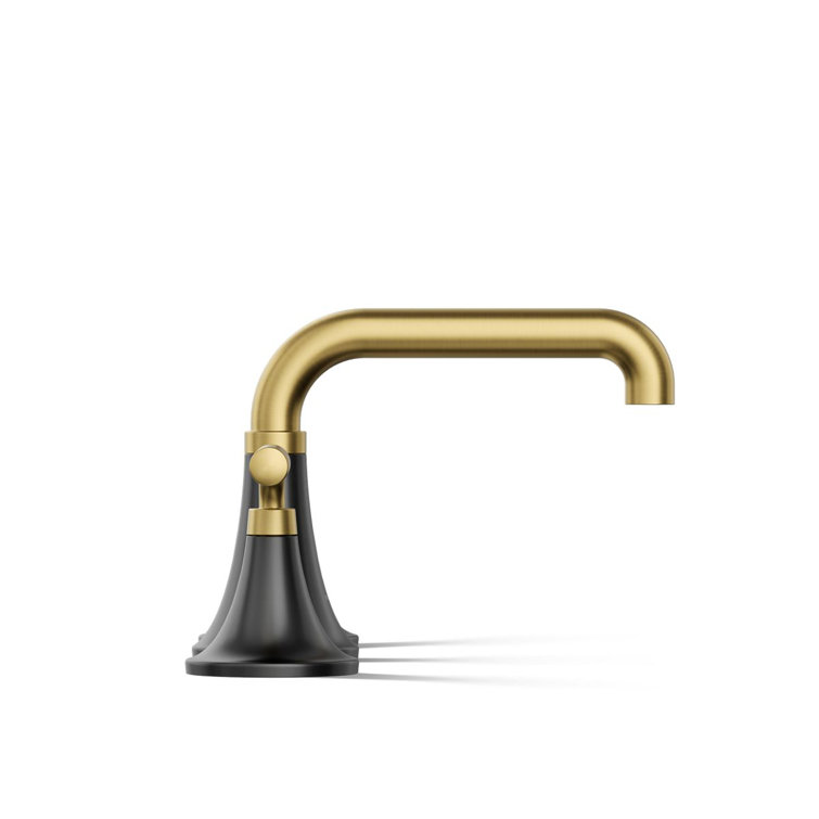 Matte Black and Moderne Brass Widespread Bathroom Faucet