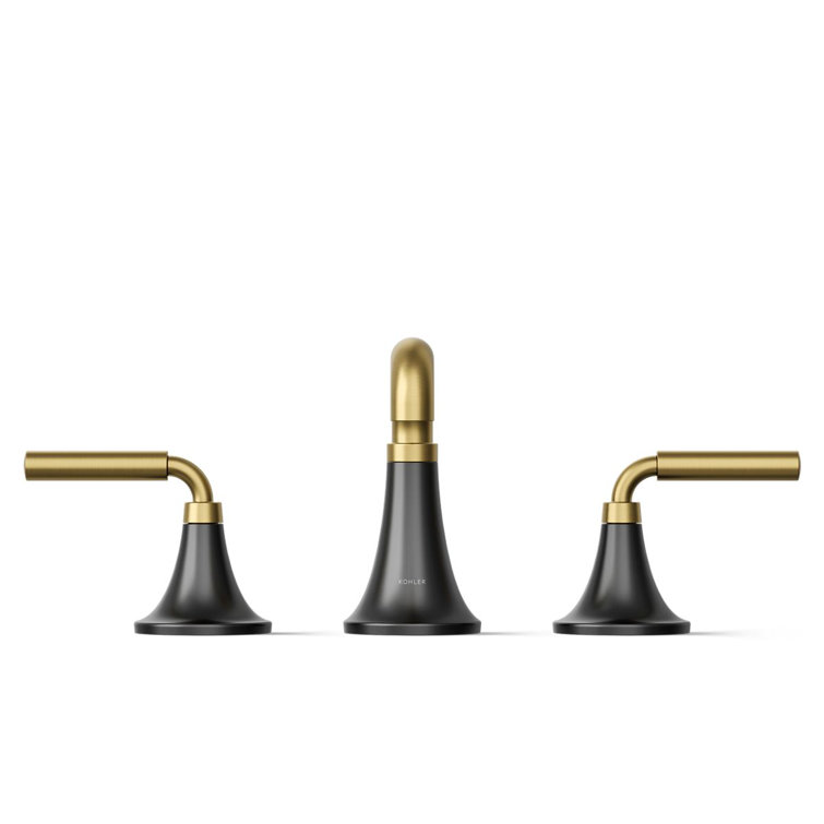 Matte Black and Moderne Brass Widespread Bathroom Faucet