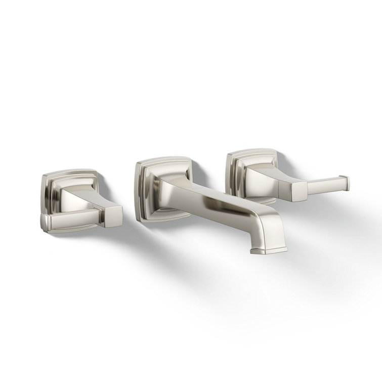 Elegant Vibrant Polished Nickel Wall-Mounted Bathroom Sink Faucet