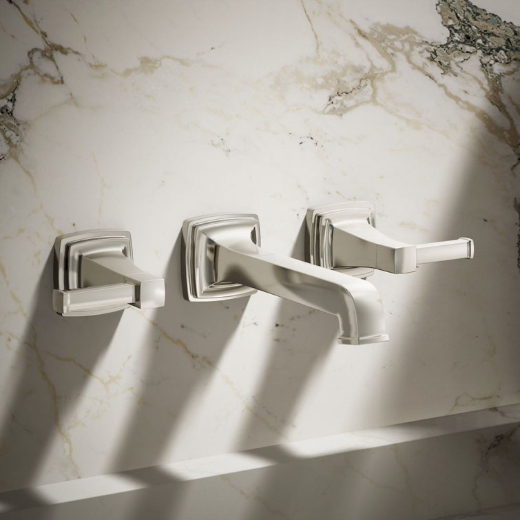 Elegant Vibrant Polished Nickel Wall-Mounted Bathroom Sink Faucet