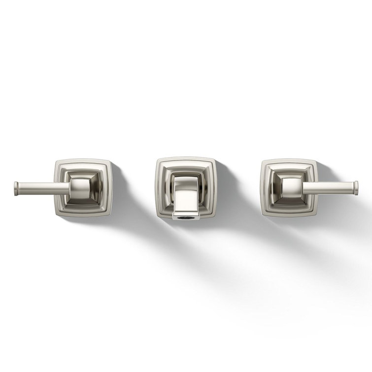 Elegant Vibrant Polished Nickel Wall-Mounted Bathroom Sink Faucet