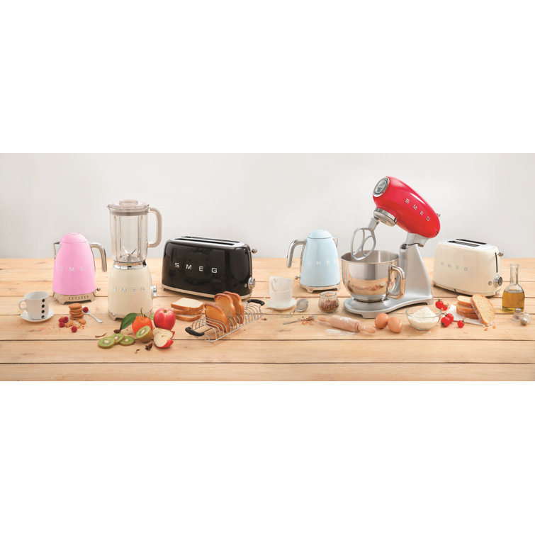Navy Stainless Steel Retro 2-Slice Toaster with Crumb Tray