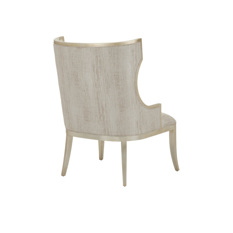 Garson Silver Linen Classic Wingback Chair with Mahogany Frame