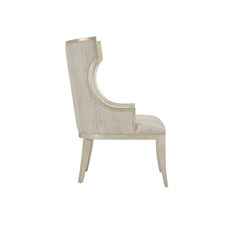 Garson Silver Linen Classic Wingback Chair with Mahogany Frame