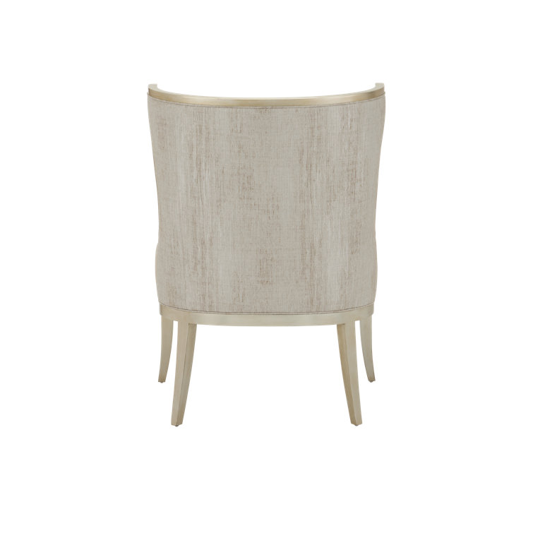 Garson Silver Linen Classic Wingback Chair with Mahogany Frame
