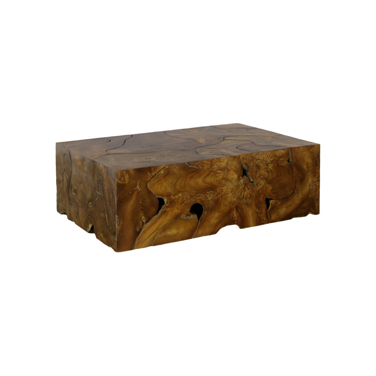 Rectangular Brown Teak Slice Coffee Table
