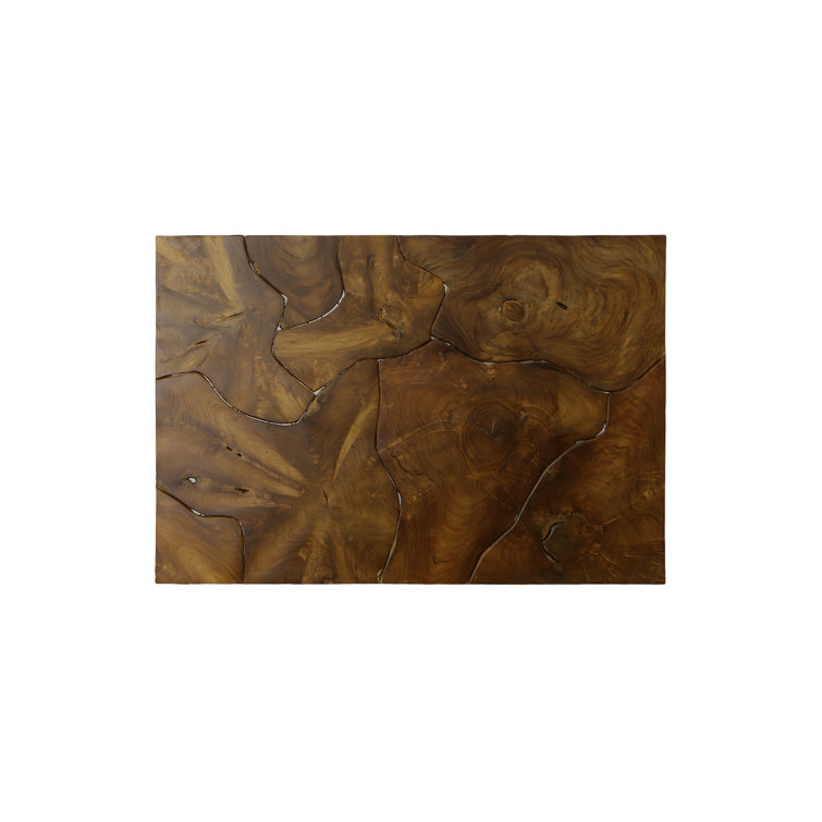Rectangular Brown Teak Slice Coffee Table