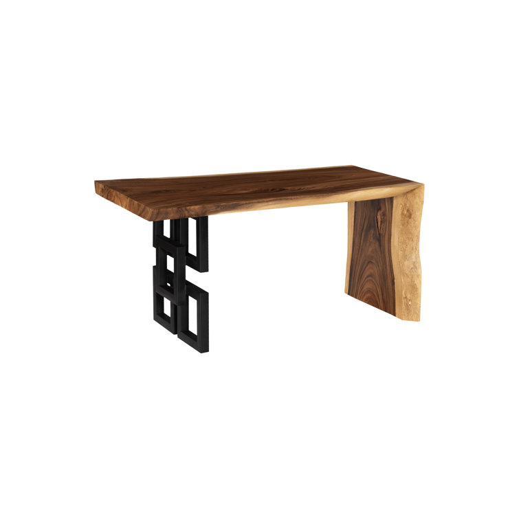 Transitional Black and Brown Wood Home Office Desk