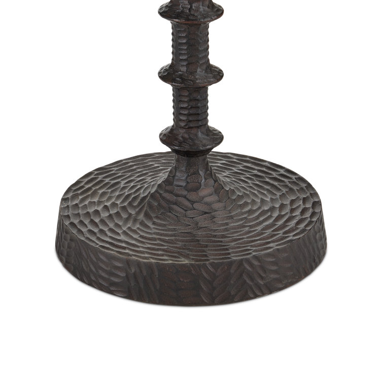 Bronze Aluminum Floor Lamp with Natural Linen Shade