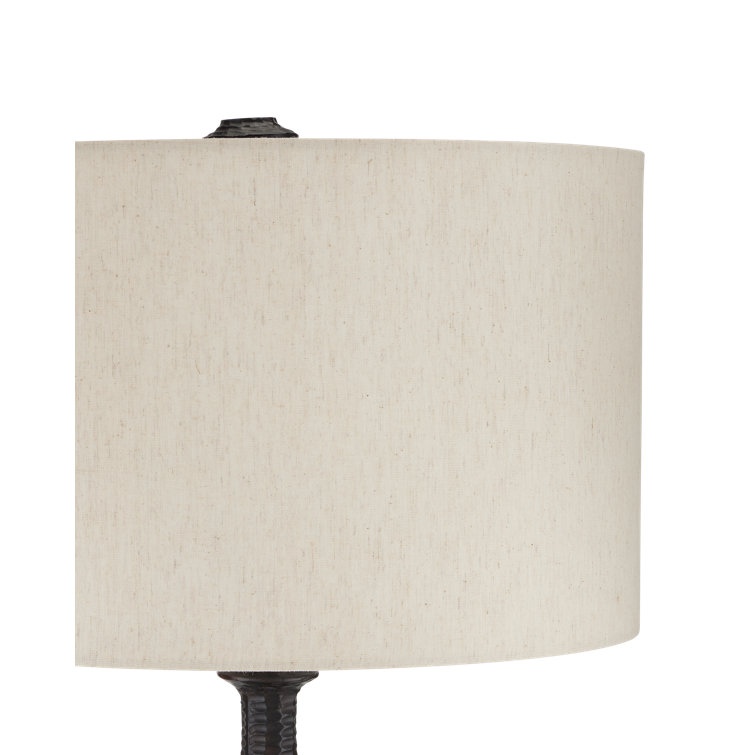 Bronze Aluminum Floor Lamp with Natural Linen Shade