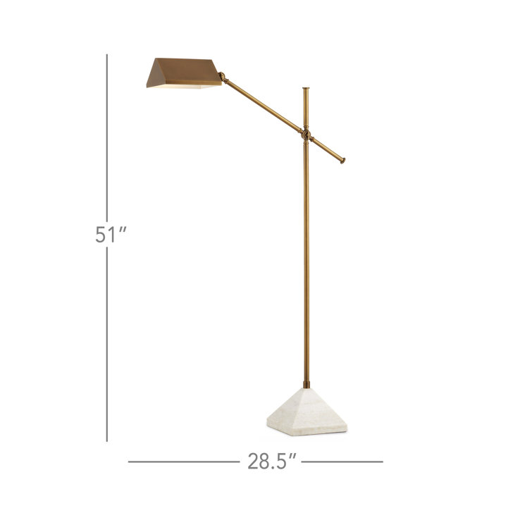 Adjustable White Marble and Brass Cordless Floor Lamp