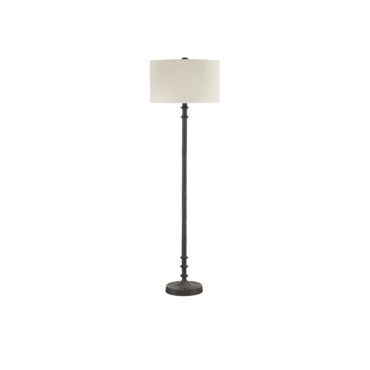 Bronze Aluminum Floor Lamp with Natural Linen Shade