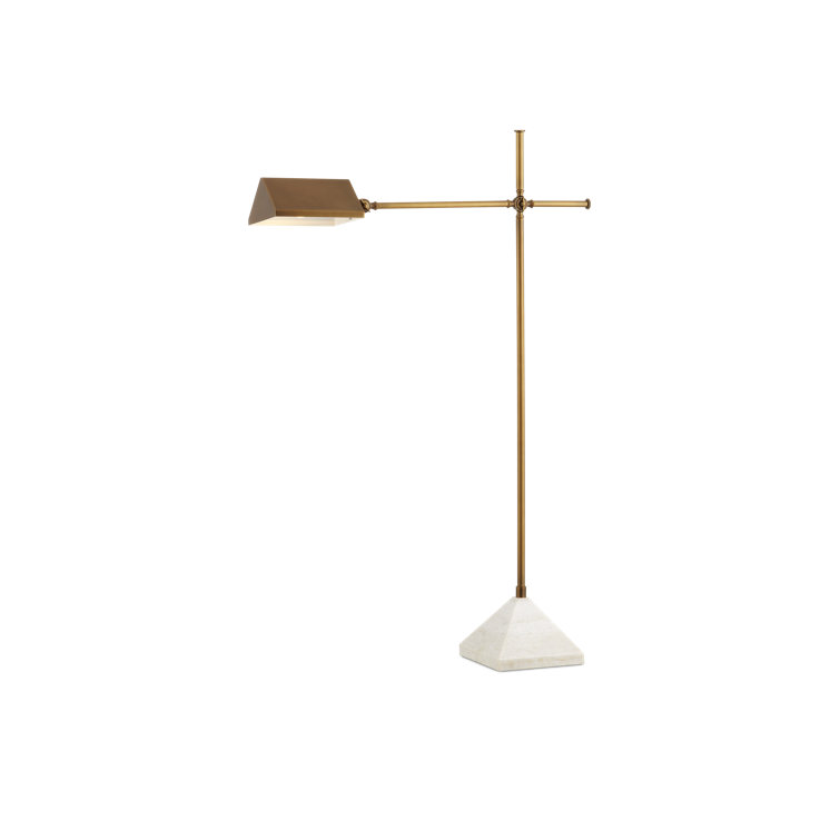 Adjustable White Marble and Brass Cordless Floor Lamp