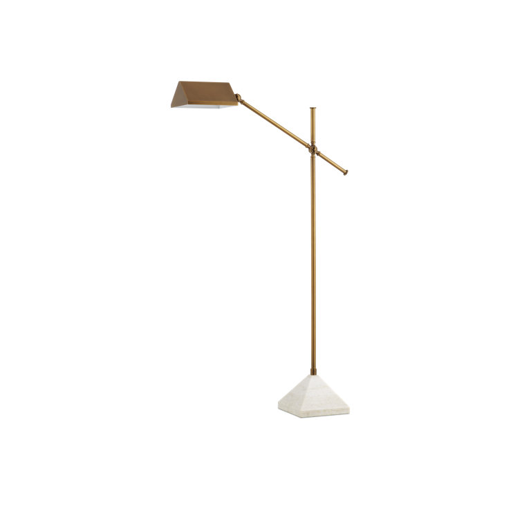 Adjustable White Marble and Brass Cordless Floor Lamp
