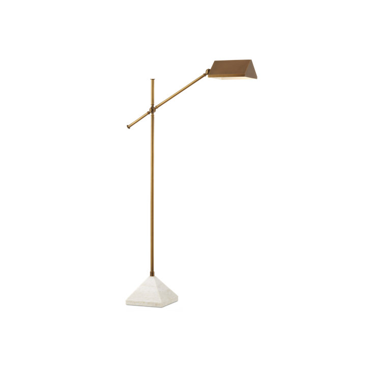 Adjustable White Marble and Brass Cordless Floor Lamp