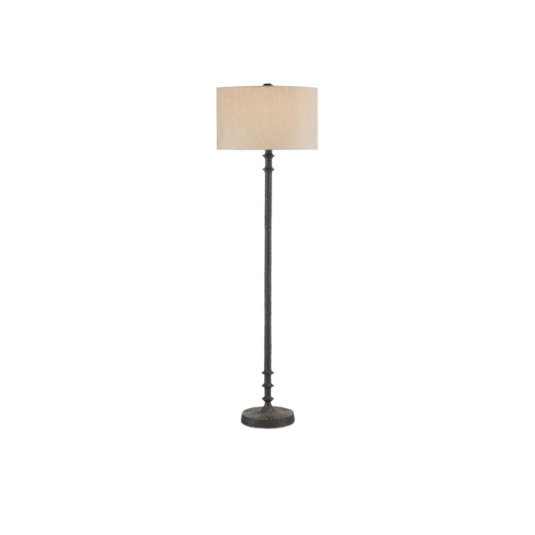 Bronze Aluminum Floor Lamp with Natural Linen Shade