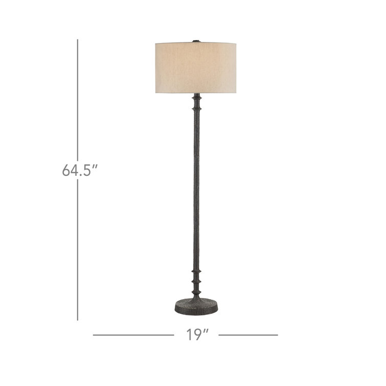 Bronze Aluminum Floor Lamp with Natural Linen Shade
