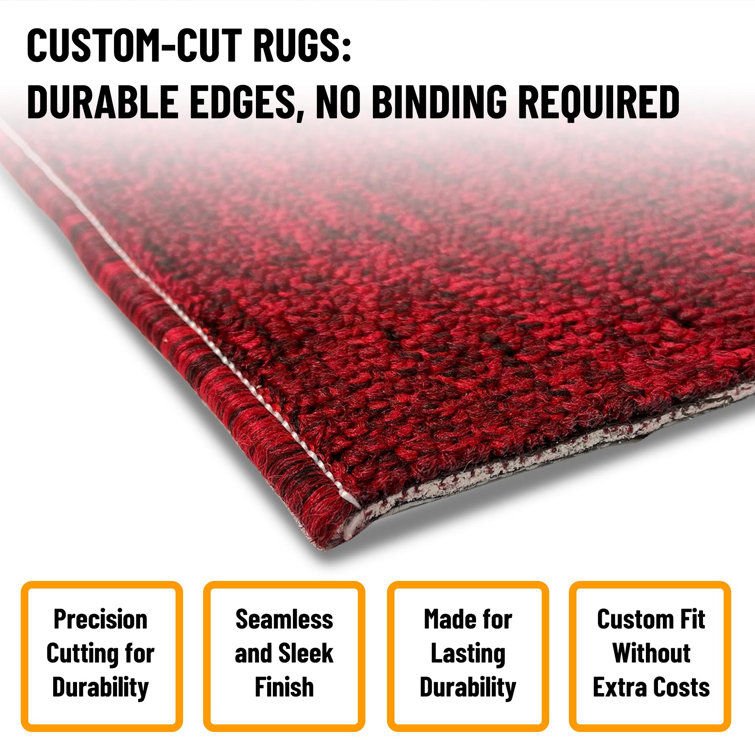 Oscar Red Synthetic Non-Slip Runner Rug 1'10" x 8'