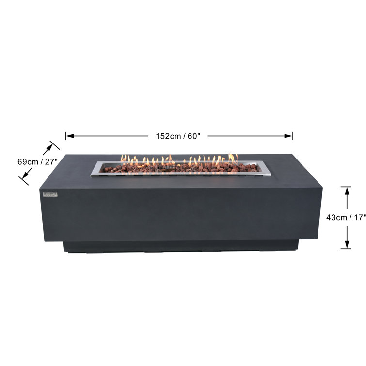 Granville 60-Inch Dark Gray Concrete Gas Fire Pit Table