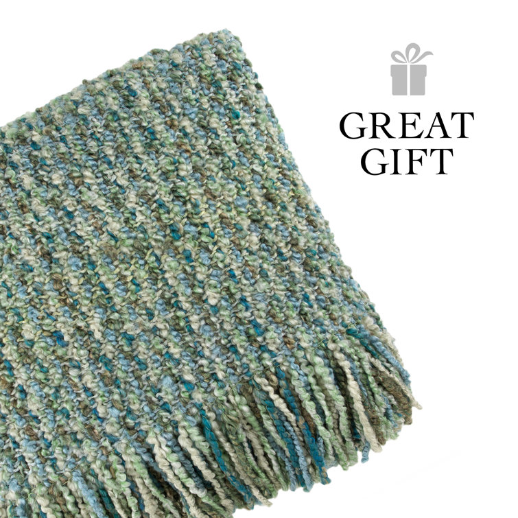 Surf Blue and Green Acrylic Reversible Throw Blanket