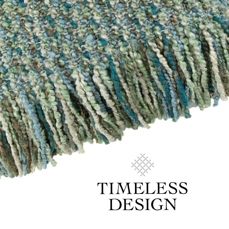 Surf Blue and Green Acrylic Reversible Throw Blanket