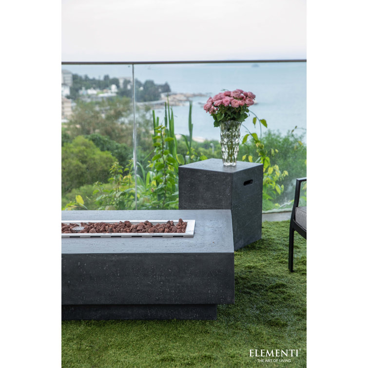 Gray Gas Free-Standing Fire Pit Table with Lava Rocks