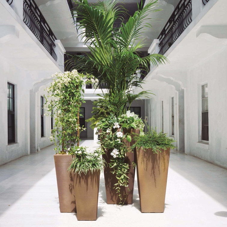 Tall Bronze Textured Resin Indoor Outdoor Planter Pot