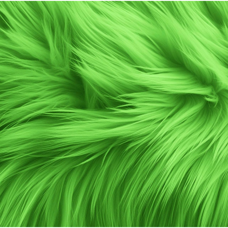 Lime Green Plush Faux Fur Fabric for Crafting and Upholstery