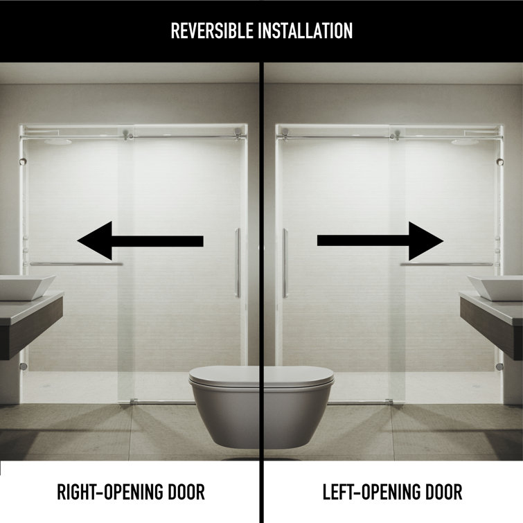 Ferrara Chrome Frameless Sliding Shower Door with Clear Glass