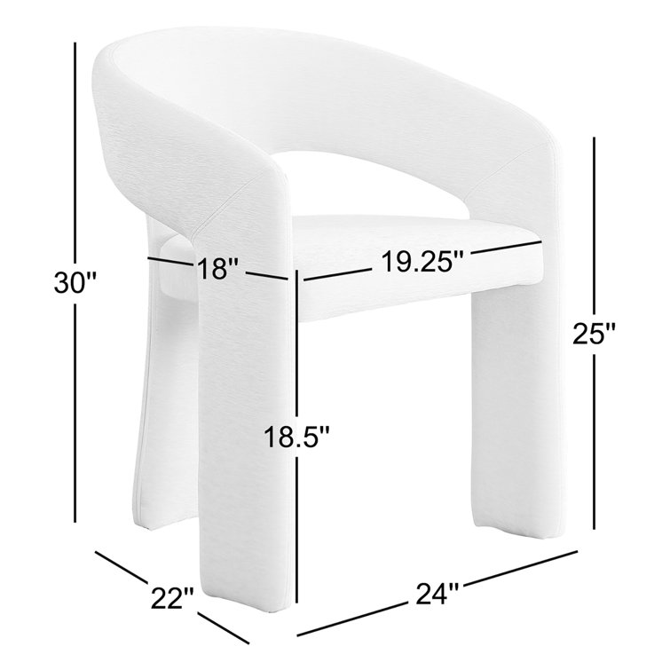 Contemporary Grey Plush Fabric Dining Armchair with Iron Frame