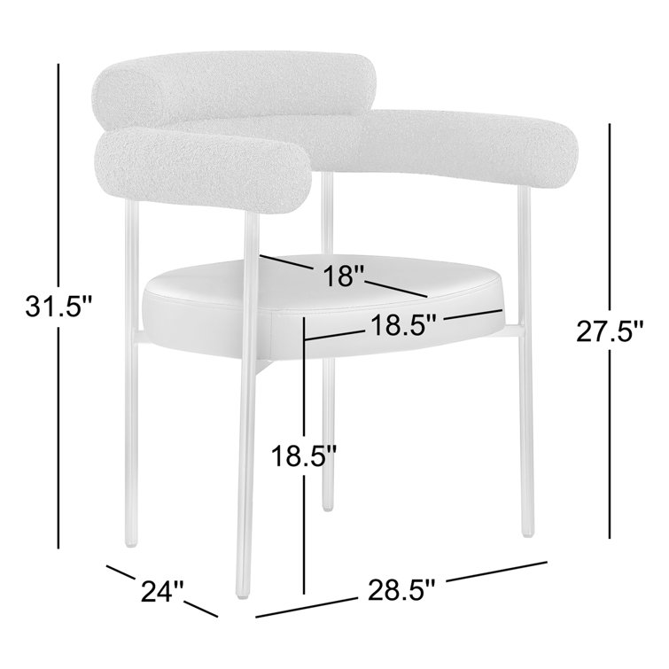 Cream Faux Leather and Boucle Upholstered Arm Chair