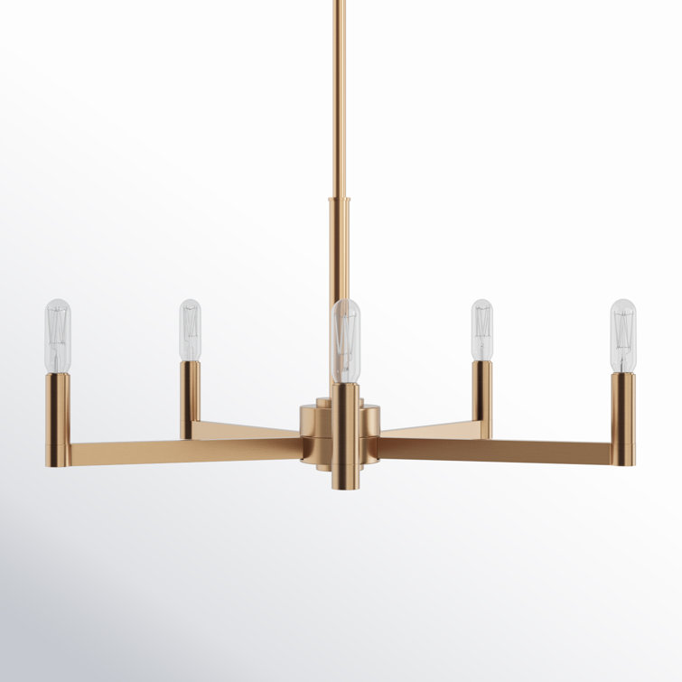 Satin Brass 5-Light Modern Linear Metal Chandelier