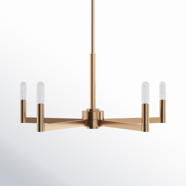 Satin Brass 5-Light Modern Linear Metal Chandelier