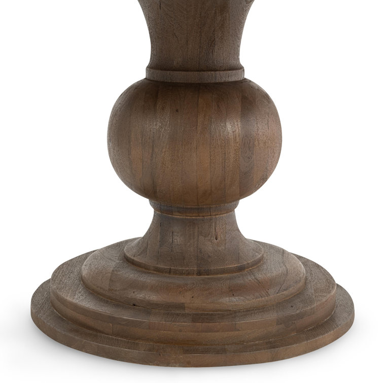 Pecan Brown Mango Wood Round Dining Table with Colonial Pedestal Base