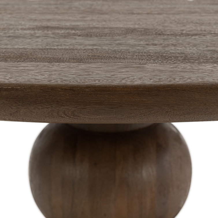 Pecan Brown Mango Wood Round Dining Table with Colonial Pedestal Base