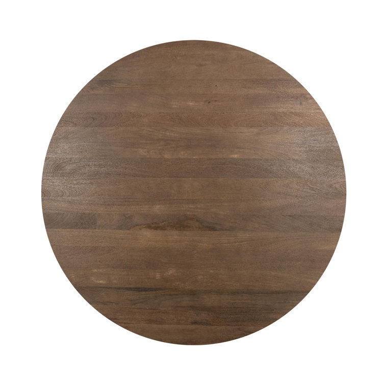 Pecan Brown Mango Wood Round Dining Table with Colonial Pedestal Base