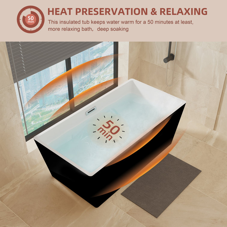 KDK Home 59" Black Acrylic Freestanding Bathtub