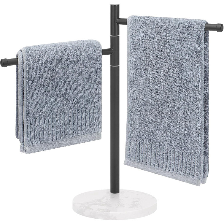 Matte Black Stainless Steel Freestanding Towel Rack with Marble Base