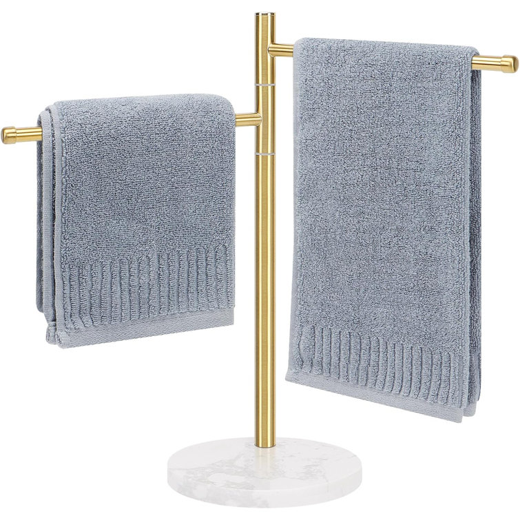 Gold Stainless Steel and Marble Swivel Hand Towel Holder