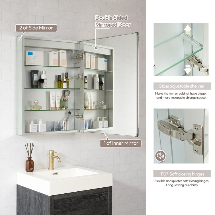 Santona Silver Aluminum Frameless LED Medicine Cabinet