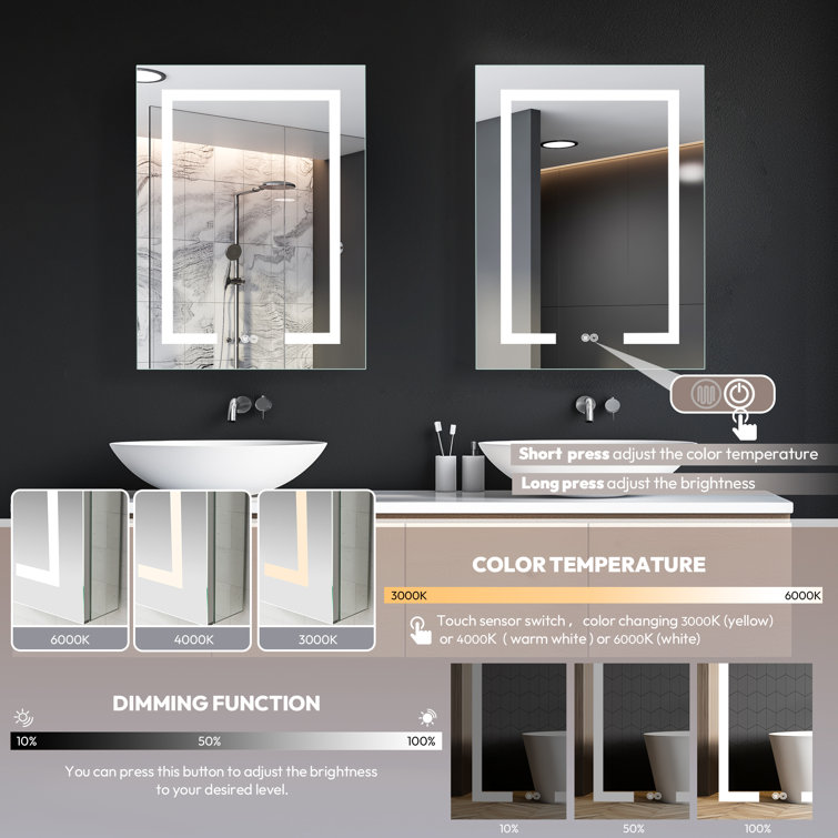 Santona Silver Aluminum Frameless LED Medicine Cabinet