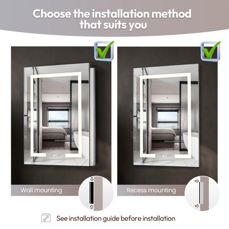 Santona Silver Aluminum Frameless LED Medicine Cabinet